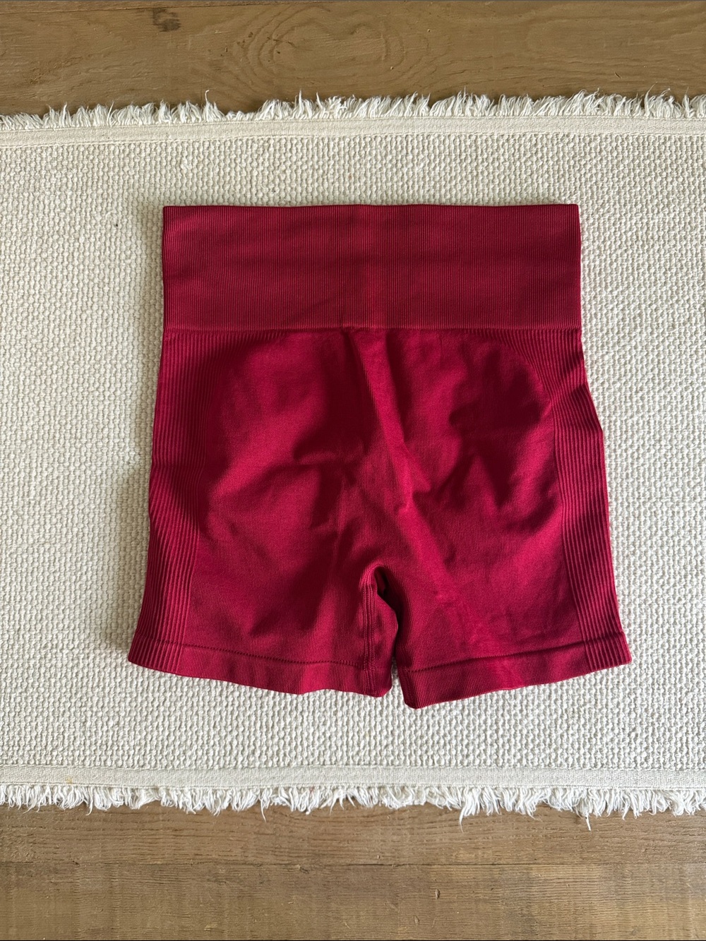 High-Waist Women's Red Seamless Bike Shorts